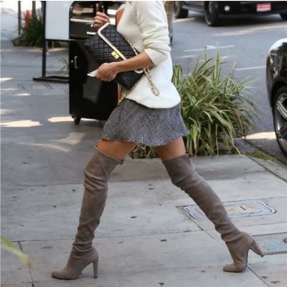 Stuart Weitzman Hiline OTK Boot In Slate Grey - Picture 5 of 16